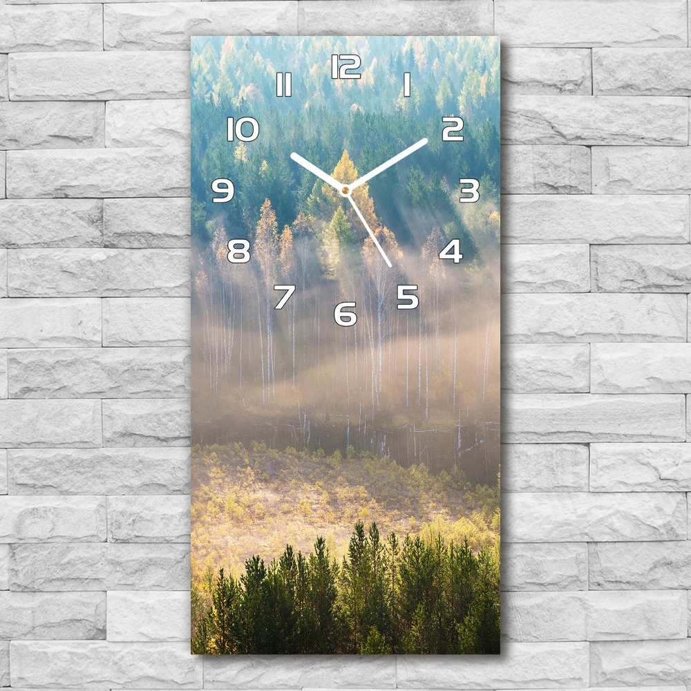 Horloge murale verticale Brume sur la forêt