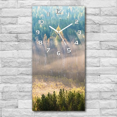 Horloge murale verticale Brume sur la forêt