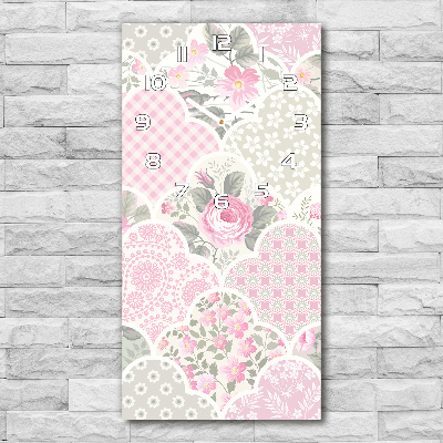 Horloge rectangulaire verticale Roses