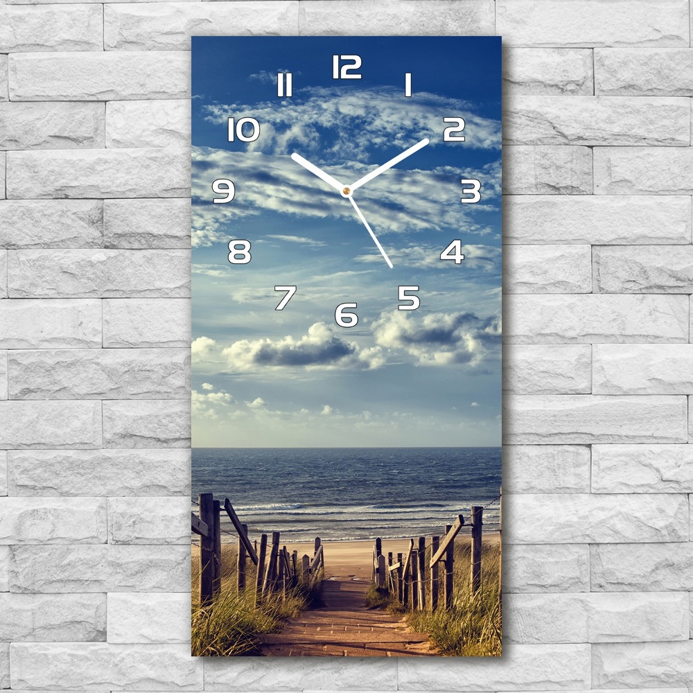 Horloge murale en verre rectangulaire Chemin de la plage