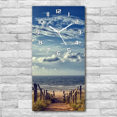 Horloge murale en verre rectangulaire Chemin de la plage