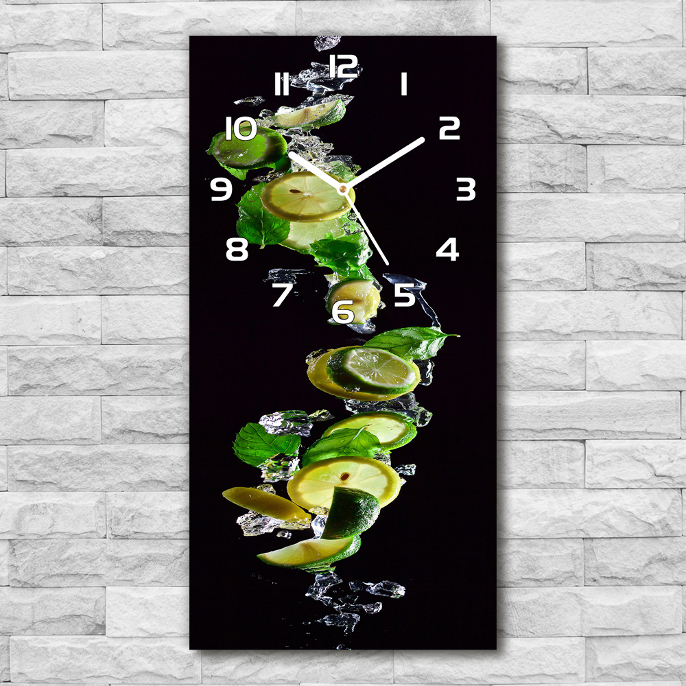 Horloge verticale en verre Limes et citrons