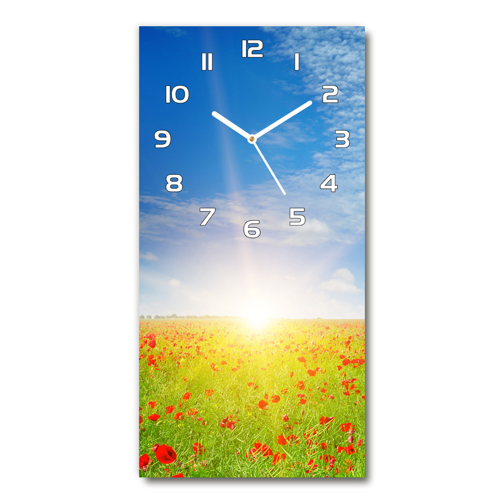 Horloge murale en verre rectangulaire Champ de coquelicots