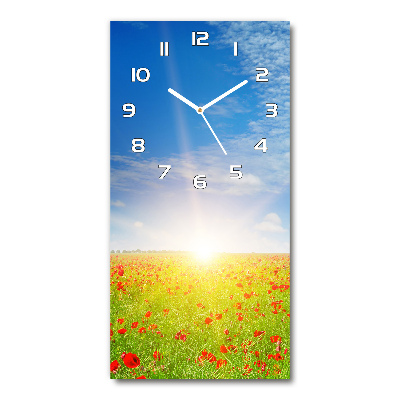 Horloge murale en verre rectangulaire Champ de coquelicots