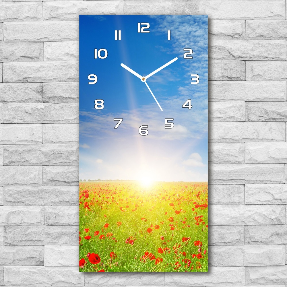 Horloge murale en verre rectangulaire Champ de coquelicots