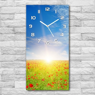 Horloge murale en verre rectangulaire Champ de coquelicots