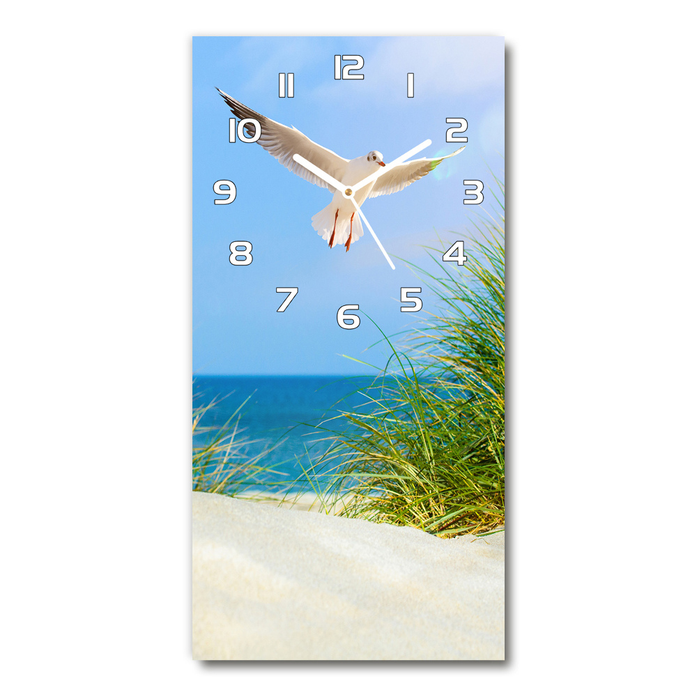 Horloge murale en verre rectangulaire Mouette au-dessus des dunes