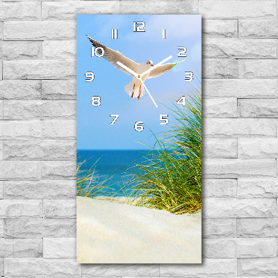 Horloge murale en verre rectangulaire Mouette au-dessus des dunes