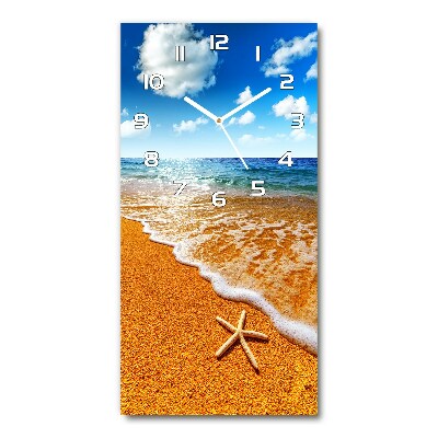 Horloge rectangulaire verticale Étoile de mer sur la plage