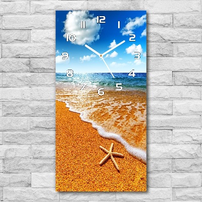 Horloge rectangulaire verticale Étoile de mer sur la plage