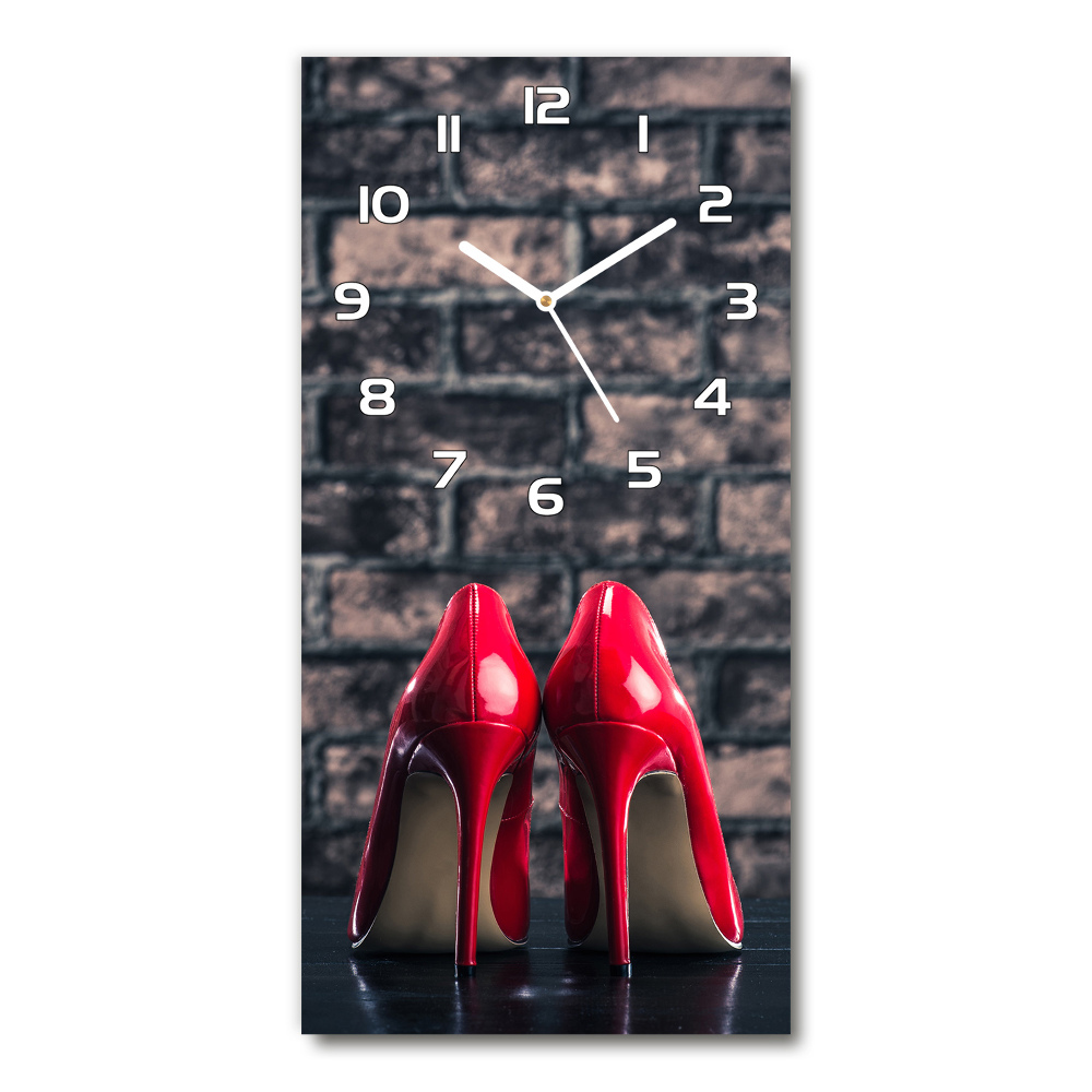 Horloge verticale en verre Talons aiguilles rouges