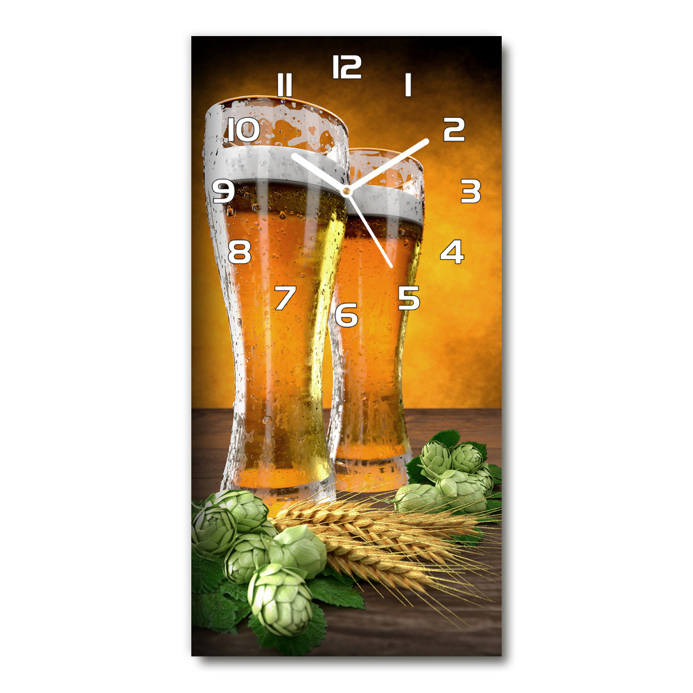 Horloge rectangulaire verticale Deux verres de bière