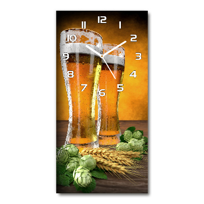 Horloge rectangulaire verticale Deux verres de bière