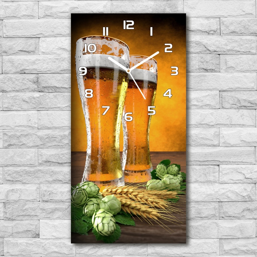 Horloge rectangulaire verticale Deux verres de bière