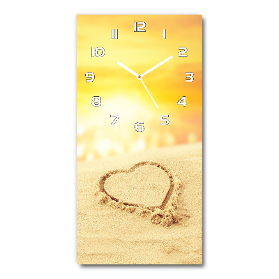 Horloge murale en verre rectangulaire Coeur sur la plage