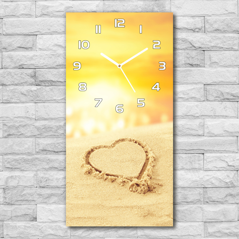 Horloge murale en verre rectangulaire Coeur sur la plage