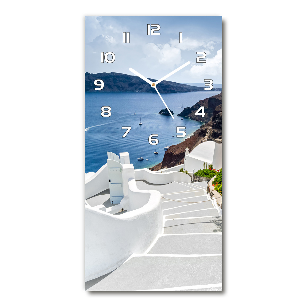 Horloge murale en verre rectangulaire Santorin Grèce