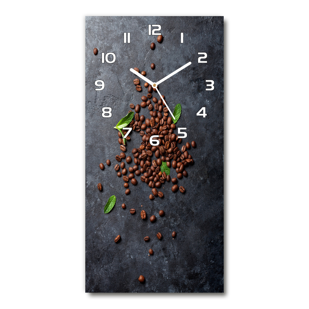 Horloge verticale en verre Grains de café caféine