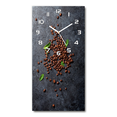 Horloge verticale en verre Grains de café caféine