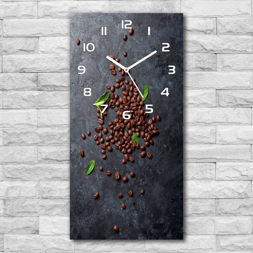 Horloge verticale en verre Grains de café caféine