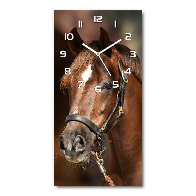 Horloge verticale en verre Portrait d'un cheval