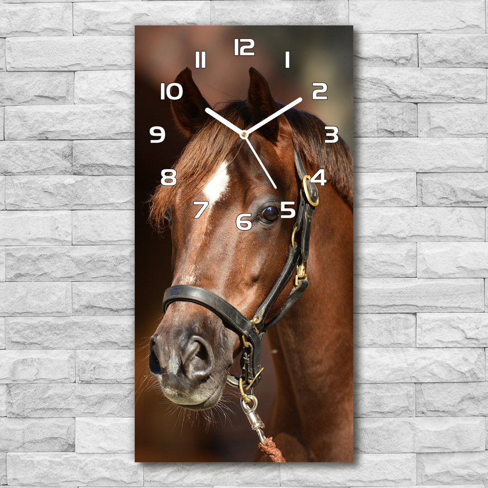 Horloge verticale en verre Portrait d'un cheval