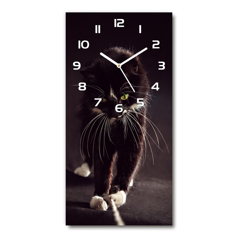 Horloge rectangulaire verticale Chat noir