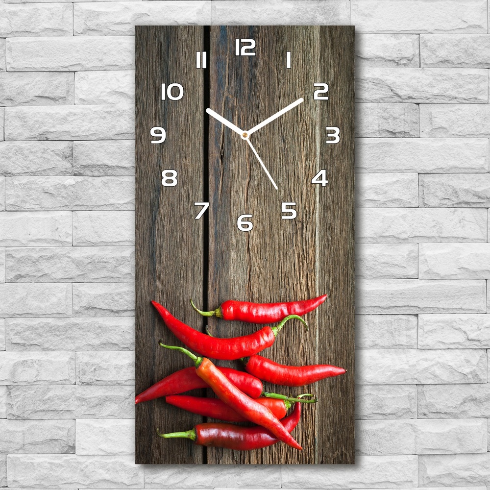 Horloge murale en verre rectangulaire Piments