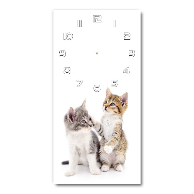 Horloge verticale en verre Deux petits chats