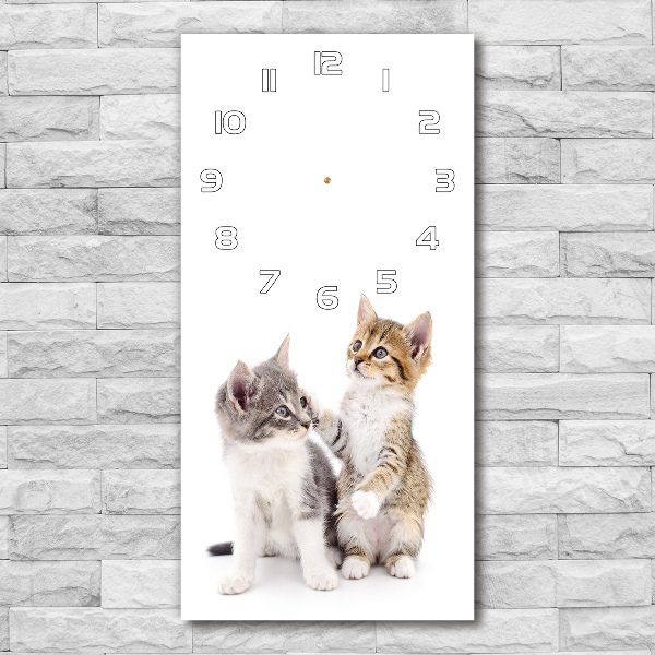 Horloge verticale en verre Deux petits chats