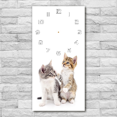 Horloge verticale en verre Deux petits chats