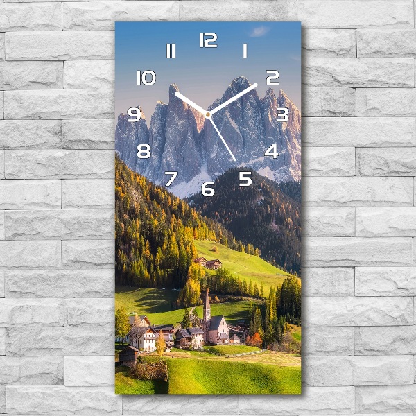 Horloge murale verticale Petite ville de montagne