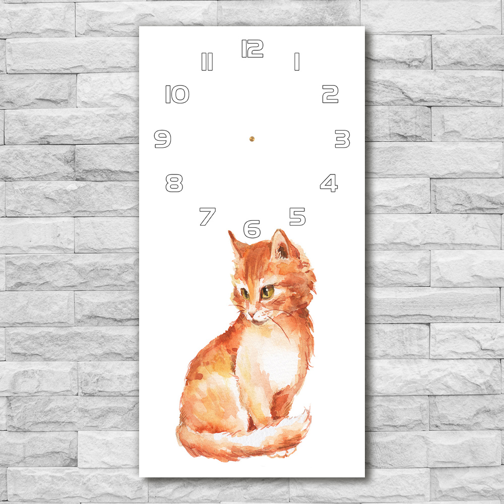 Horloge murale verticale Chat rouge