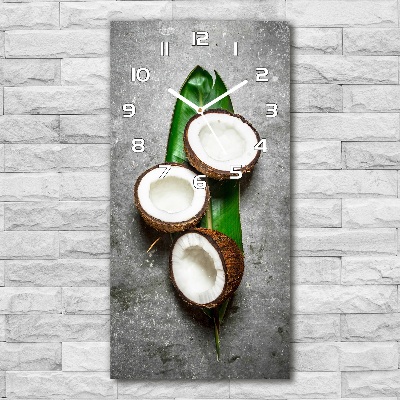 Horloge rectangulaire verticale Noix de coco sur une feuille