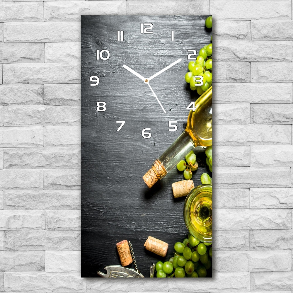 Horloge verticale en verre Raisins et vin