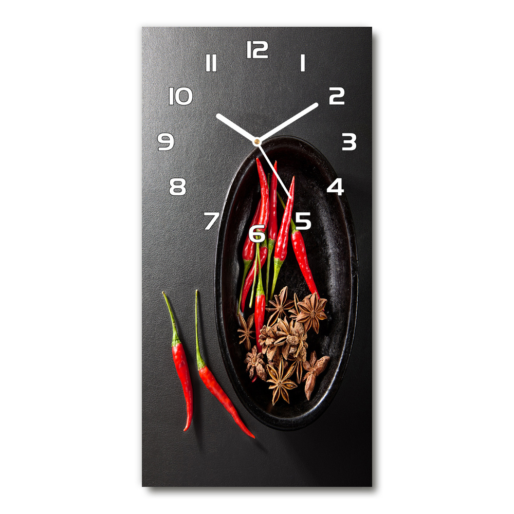 Horloge verticale en verre Piments