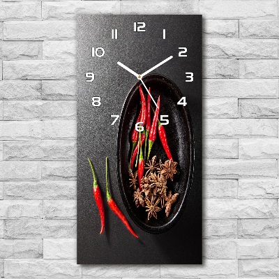 Horloge verticale en verre Piments