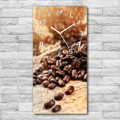 Horloge murale en verre rectangulaire Grains de café