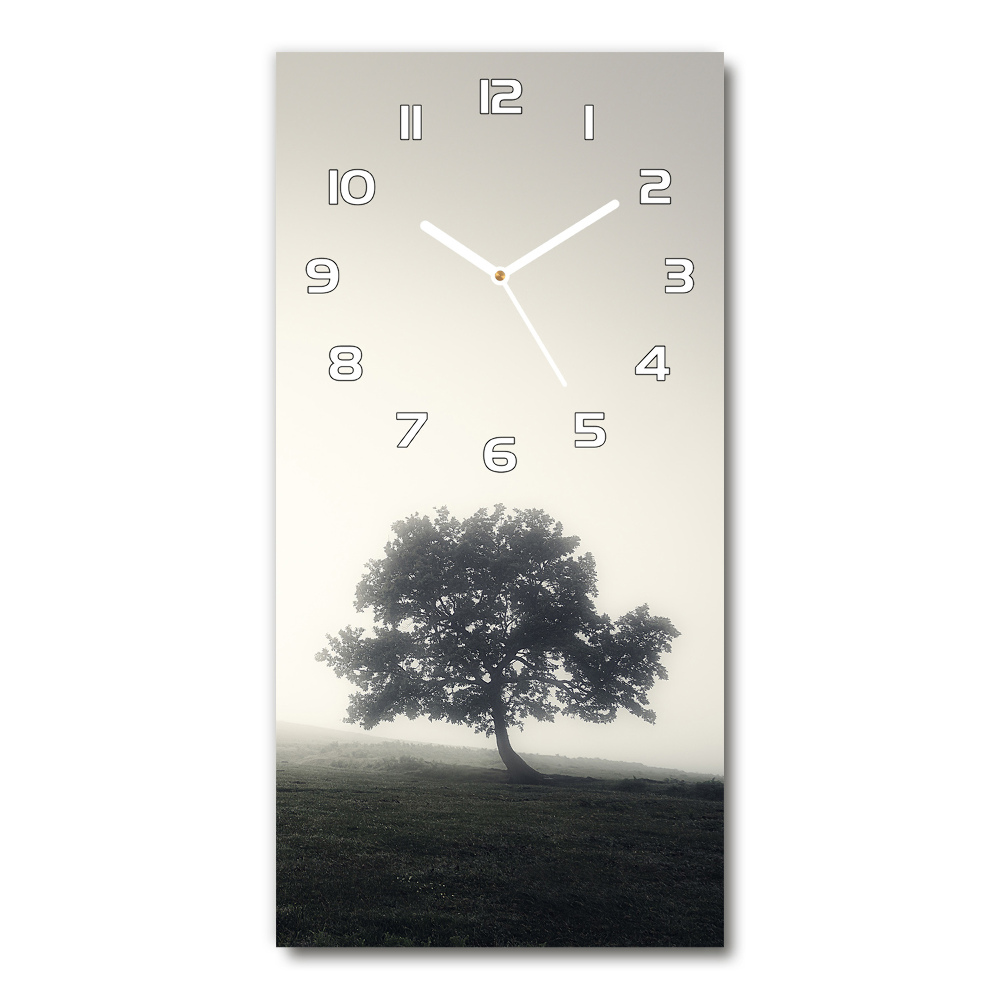 Horloge murale verticale Arbre dans la brume