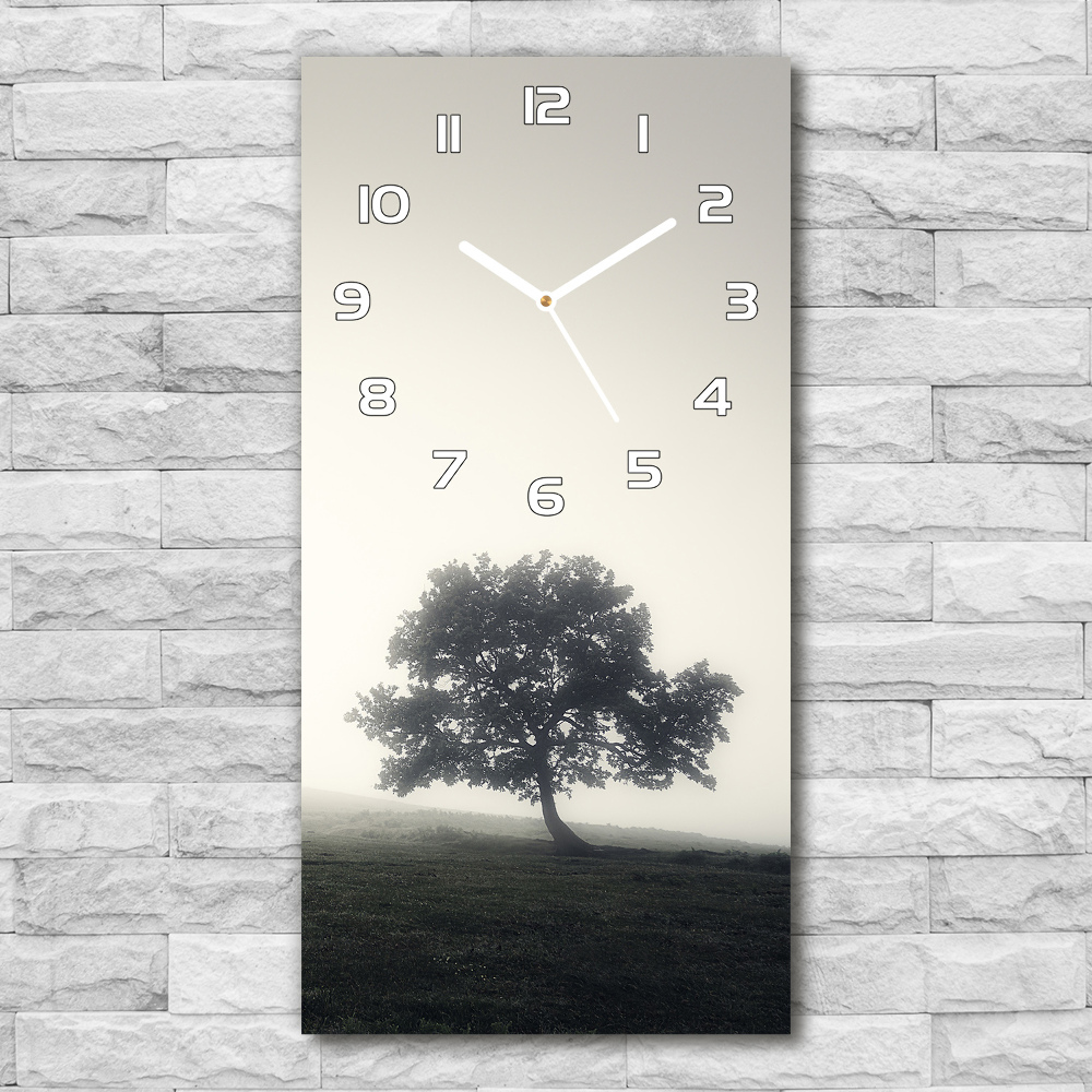 Horloge murale verticale Arbre dans la brume