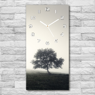 Horloge murale verticale Arbre dans la brume