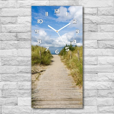 Horloge murale en verre rectangulaire Chemin vers la plage