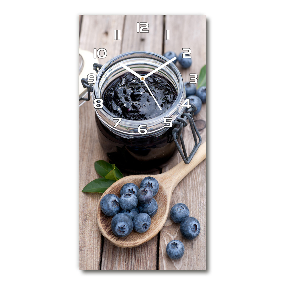 Horloge murale en verre rectangulaire Confiture de bleuets