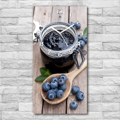 Horloge murale en verre rectangulaire Confiture de bleuets