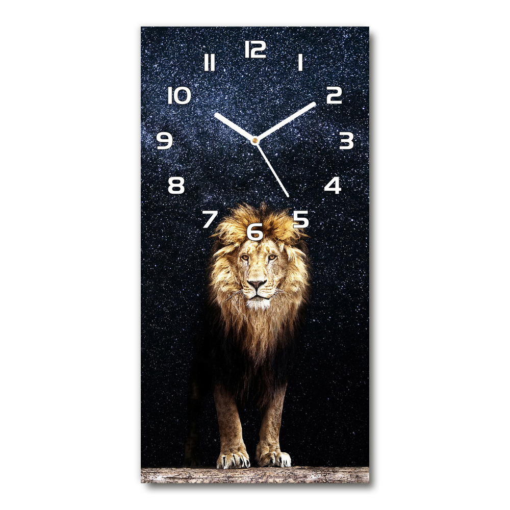 Horloge murale verticale Lion sur fond d'étoiles