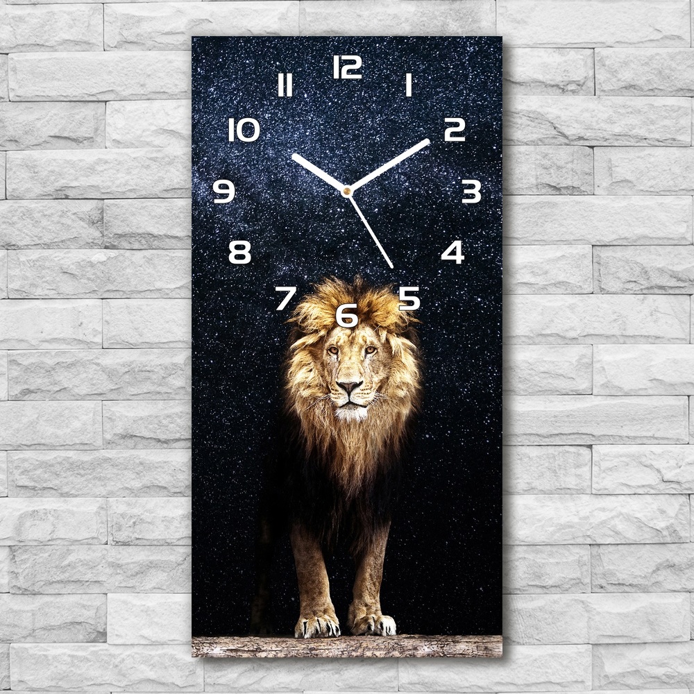 Horloge murale verticale Lion sur fond d'étoiles