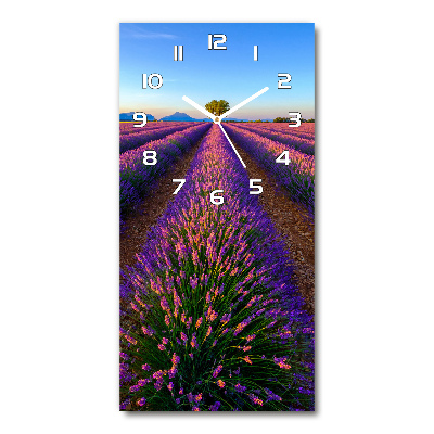 Horloge murale en verre rectangulaire Champ de lavande