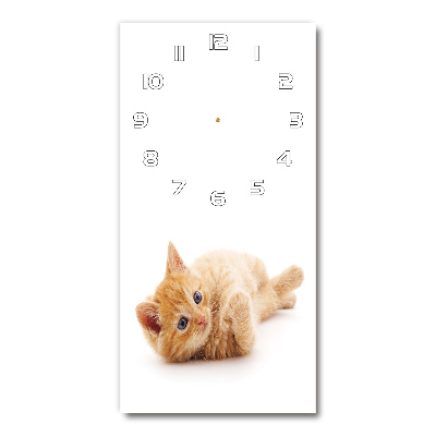 Horloge verticale en verre Petit chat roux