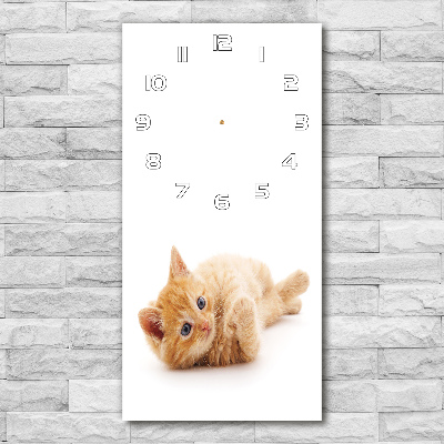 Horloge verticale en verre Petit chat roux