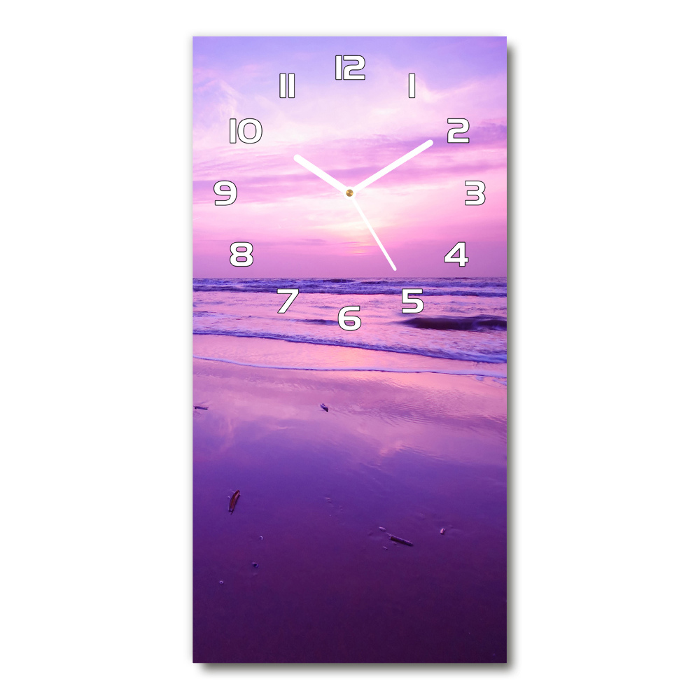 Horloge murale en verre rectangulaire Coucher de soleil sur la mer